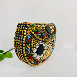 Modern Elegant Antique <b>Gold</b>-Plated Aluminium Mosaic <b>Clutch</b> Sling Bag Vintage Style Polished Customized Evening Crossbody Purse - Product Image 5