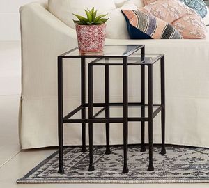 Juego de mesas nido decorativas de metal con acabado negro para ideas elegantes de arreglos de muebles en la sala de estar - Product Image 1