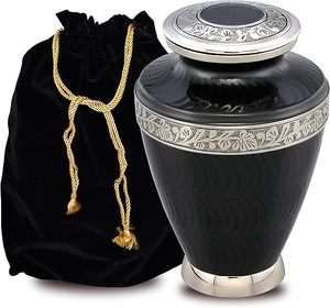 Urne noire pour cendres humaines, série Élégance Adulte, urne funéraire pour adulte, urne commémorative pour adulte avec sac en velours - Product Image 1