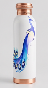 Elegant Peacock Design Pure <b>Copper</b> <b>Bottle</b> for Wellness And Daily Hydration Perfect For Home Office Travel Gym Yoga and Gifting - Product Image 2