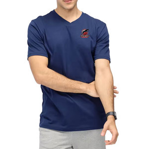 เสื้อยืดคอวีผู้ชาย ผ้าฝ้าย ทรงเข้ารูป แขนสั้น สำหรับขายออนไลน์ - Product Image 1