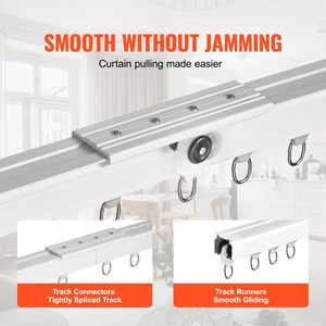 Sistema di binari per tende a soffitto da 3,6 metri con staffa a parete per tende divisorie e accessori per pali - Product Image 4