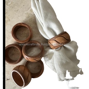 Anneaux de serviette en bois minimalistes et modernes, style classique et élégant pour les mariages, les événements et les fêtes quotidiennes - Décoration de table parfaite - Product Image 3
