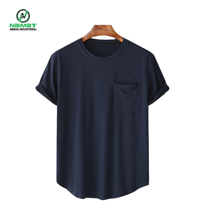 T-shirts décontractés bleu marine à poches pour hommes, coupe incurvée, manches retroussées, respirants, vente en gros, fabricant pour les États-Unis et l'Europe - Product Image 1