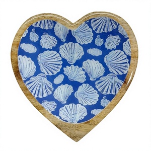 Checkered Hand-crafted Mango Wood Enamelled Heart Bowl Home & Kitchen Custom print Eco-friendly Tabletop Kitchen <b>Dinnerware</b> <b>sets</b> - Product Image 6