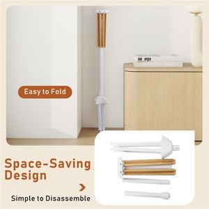 Stendibiancheria Moderno Pieghevole in Bambù da Parete con 40 Scomparti per Uso Interno - Product Image 4