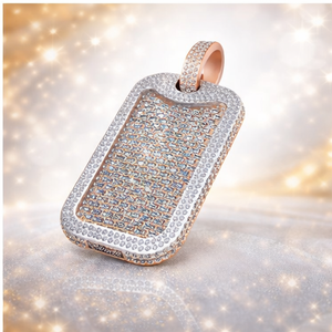 SHRAMAN DIAMOND Pendentifs et breloques rectangulaires de luxe pour hommes en argent sterling 925 plaqué or rose, entièrement sertis de moissanite, style hip-hop - Product Image 1