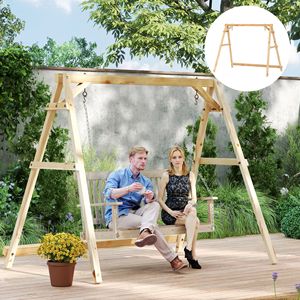 770lbs Heavy Duty A-<b>Frame</b> Porch <b>Swing</b> Stand Comfortable Hanging Chair for Garden Backyard with Reinforced Bars - Product Image 2