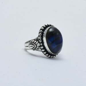 <b>Labradorite</b> <b>Ring</b> 925 Sterling Silver Natural Gemstone Blue Fire Flash <b>Ring</b> Handmade Jewelry for Women - Product Image 1