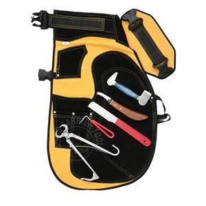 Kit de herramientas de herrador al por mayor con delantal ajustable, alicates para potros, cuchillo curvo, cuchillo recto para recortar, pulidor y desenraspador de barro - Product Image 1