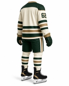 Ensemble d'uniformes de hockey sur glace pour hommes adultes, impression par sublimation personnalisée, jersey respirant en polyester, pantalon, gants, patins - Product Image 2
