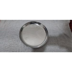 Hammered Stainless Steel Decorative Serving Tray Round Silver Metal Food Platters Luxury Wedding Event Catering Charger <b>Plate</b> - Product Image 3