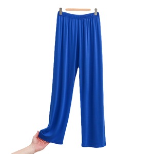 <b>Women's</b> Satin <b>Wide</b> <b>Leg</b> Pants Solid Color Elastic Waist Loose Fit Full Length Casual Summer Pants in Pink Navy <b>White</b> Black - Product Image 4