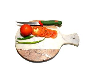 Grande planche à découper en marbre lourd pour la cuisine domestique de style commercial, offrant un support en pierre durable - Product Image 1