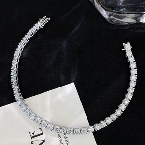 Bracelet tennis plaqué or blanc certifié IGI avec fermoir à ressort diamanté 1 mm 3 mm Bijoux unisexe - Product Image 3