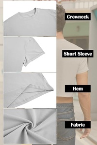 เสื้อยืดครอปผู้ชาย แขนสั้น คอกลม สีพื้น ลำลอง ผ้าเจอร์ซีย์ถัก ทรงเข้ารูป สีเทา - Product Image 3