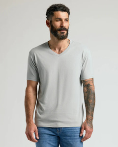 เสื้อยืดออกกำลังกายคอกลมถักสำหรับผู้ชาย Custom Provoke ผ้าฝ้าย 100% ทรงปกติ สวมใส่สบาย พิมพ์ลายแบบเรียบ ดีไซน์ย้อมสีสองชั้น - Product Image 1