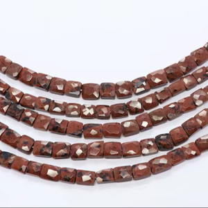 AAA Natural Marconi Obsidian Faceted Chicklet Beads 7x8-8x9 MM Marconi Beads 8 Inch Strand Faceted Marconi Obsidian Square - Product Image 3