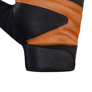 Gants de fitness demi-doigts en cuir noir et orange pour la musculation unisexe - Product Image 4