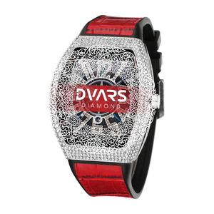 Reloj de Cuarzo Tonneau de Moda para Hombre, Reloj de Pulsera Masculino de Lujo con Esfera Incrustada de Diamantes, Correa Deportiva de Silicona, Estilo Retro Barril de Vino - Product Image 3