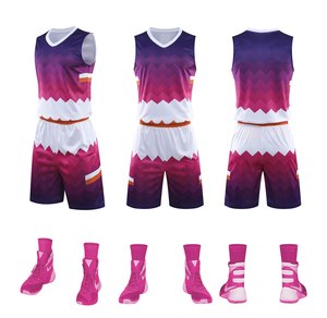 Maillot de basketball pour homme, imprimé par transfert thermique, col en V, sans manches, short, en polyester anti-humidité, personnalisable sur le devant, pour le sport - Product Image 2