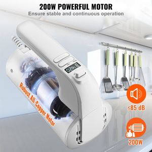 Frullatore Elettrico Portatile Digitale a 5 Velocità 200W con Turbo Boost, Frusta e Ganci per Impastare, con Contenitore - Product Image 3