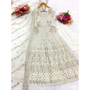 Vestido de diseñador XL Anarkali con conjuntos de ropa de fiesta para mujer Peent y Dupatta - Product Image 2