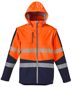AERO FASTER Hi Vis <b>Softshell</b> Safety <b>Jacket</b> Class 2 Waterproof Orange Reflective Workwear with Hood Stripes Refrigeration Cooling - Product Image 1