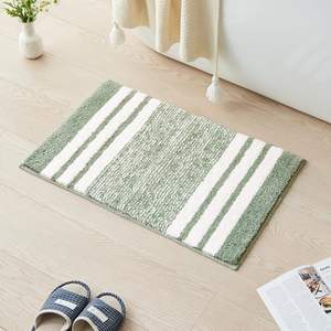 Tapis de bain rayé en coton 100% tufté, doux, absorbant, antidérapant, qualité hôtelière sur mesure OEM - Product Image 1