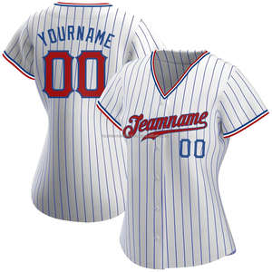 Custom Baseball Jersey Sotball Jersey Full Button Sublimated Pinstripe Baseball Uniforms Softball Uniforms - Product Image 2