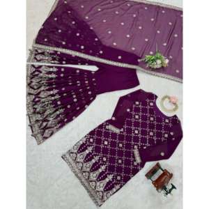 Women's Beautiful Party Wear <b>Suit</b> Set with Top Bottom and Dupatta - Product Image 2