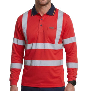 High Visibility Wholesale Long Sleeve <b>Polo</b> Shirts Men's Reflective Safety Workwear Knitted Polyester Custom Made <b>Polo</b> Shirts - Product Image 3