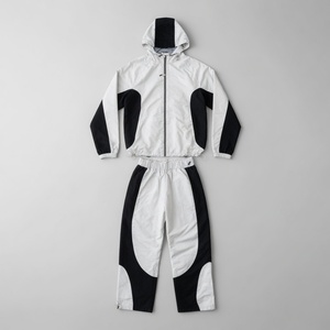 Ensemble survêtement coupe-vent en nylon surdimensionné pour homme avec logo personnalisé, demi-zip, tenue de sport de haute qualité pour la salle de sport - Product Image 1