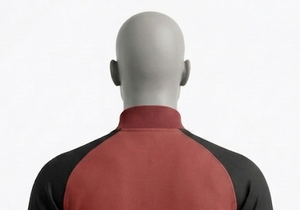 Survêtement décontracté pour homme en tricot avec fermeture éclair, manches raglan, col montant, coupe classique, couleur bordeaux et noir, idéal pour l'automne - Product Image 5