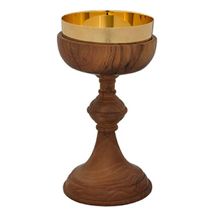 Catholic Wooden Chalice with Brass Cup | Handcrafted <b>Communion</b> Chalice – DOUBLE VEE EXPORTS - Product Image 1