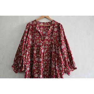 Robe longue en coton à imprimé floral faite à la main, col profond, robe d'été pour femme, taille naturelle, lavable, respirante, tenue décontractée - Product Image 4
