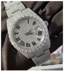 Montre à quartz de luxe pour homme de la série Gentleman avec cadran en diamant moissanite étincelant, montre haut de gamme en acier inoxydable pour le bureau - Product Image 3