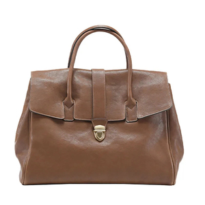 Elegante Bolso Tote de Cuero Genuino Negro con Cierre de Broches Dorados para Uso Diario - Product Image 2