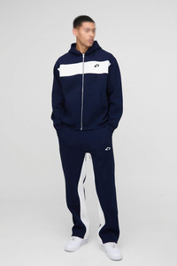 Conjunto Deportivo para Hombre, Sudadera con Cremallera Completa y Pantalones de Chándal de Felpa Francesa con Paneles en Contraste, Logotipo Personalizado OEM, Directo de Fábrica - Product Image 4