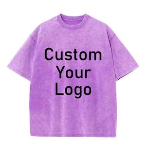 T-shirt en coton délavé 260g, design VIP premium, logo personnalisé, manches courtes, style vintage oversize streetwear pour hommes et femmes - Product Image 4