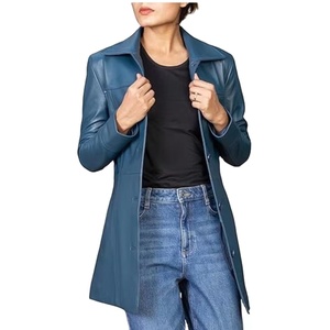 2025 Chaqueta larga de cuero para mujer, abrigo Bane, gabardina de invierno, abrigo largo de cuero de piel de cordero auténtica - Product Image 1