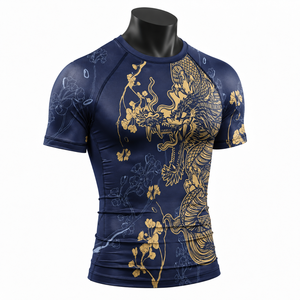 Camiseta de Compresión Personalizada para Hombre, Manga Corta, Estilo Japonés, para MMA, BJJ, Gimnasio, Entrenamiento, Ropa Deportiva Sublimada - Product Image 3