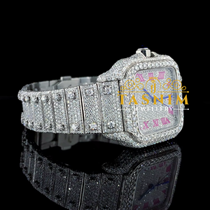 Reloj de Moda Cuadrado para Hombre con Diamantes Moissanite VVS, Completamente Cubierto de Piedras, Movimiento de Cuarzo, Cronógrafo, Estilo Simple, Deportivo y Ejecutivo - Product Image 2