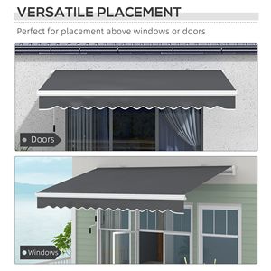 Tenda da Sole Retrattile Manuale 8FT X 13FT con Protezione UV, Bracci Pieghevoli Grigio Scuro per Terrazze - Product Image 5