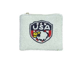 <b>Cuteness</b> Handcraft Embroidery USA Flag Circular Design Beaded Small <b>Wallet</b> Bag Stylish Trendy Beautiful By Hiba Enterprises - Product Image 3