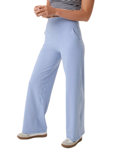Pantalones de Mujer de Cintura Alta, Pierna Ancha, Corte Holgado, Color Sólido, Algodón y Spandex, Casuales, Largos, Cintura Elástica, Transpirables, para Verano - Product Image 1