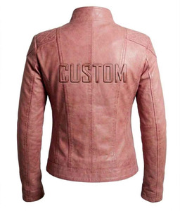 Custom Vintage Dusty Pink Genuine Leather <b>Jacket</b> Women’s Slim Fit <b>Biker</b> Moto <b>Jacket</b> with Quilted Shoulders Women's <b>Jackets</b> - Product Image 5
