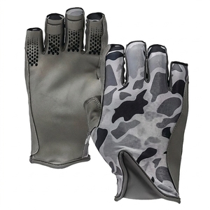 Fishing Gloves Half <b>Finger</b> <b>Light</b> Gray Synthetic Breathable Lightweight Smart Hook and Loop Closure Unisex All Seasons - Product Image 1