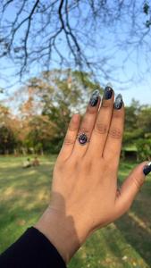 Bague en améthyste naturelle, laiton plaqué argent, bijoux vintage, bagues tendance pour femmes - Product Image 5