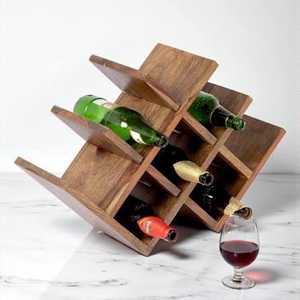 Porte-bouteilles en bois moderne pour comptoir, organisateur de bouteilles, présentoir autoportant pour bar à domicile - Product Image 1